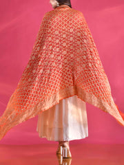 Red and Orange Georgette Zari Dupatta