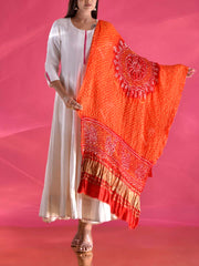 Red and Orange Gajji Silk Zari Dupatta