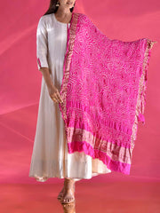 Pink Gajji Silk Zari Dupatta