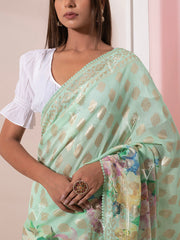 Mint Green Sequins Georgette Saree