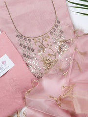 Pink Tissue Unstitched Suit Set