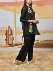 Black Organza Embroidered Co-ord Set