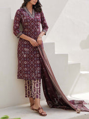 Mulberry Printed Cotton Suit Set