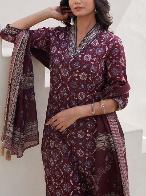 Mulberry Printed Cotton Suit Set
