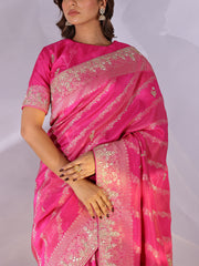 Pink dola Silk Gota Patti saree