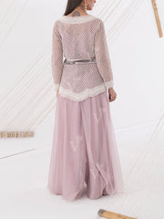 Lilac Organza Jacket Palazzo Set