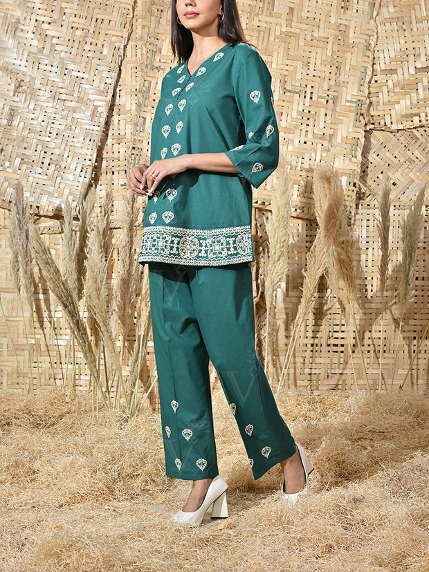 Green Cotton Co Ord Set