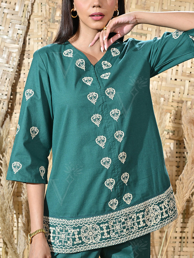 Green Cotton Co Ord Set