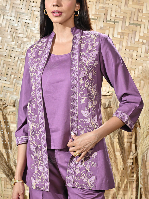 Purple Cotton Co Ord Set