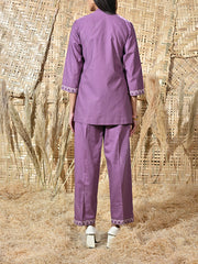 Purple Cotton Co Ord Set