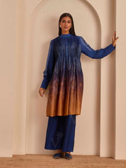 Blue and Ochre Bandhani Printed Kurta and Pant Set