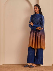 Blue and Ochre Bandhani Printed Kurta and Pant Set