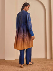 Blue and Ochre Bandhani Printed Kurta and Pant Set