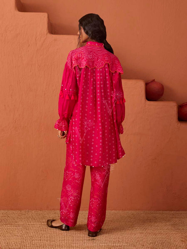 Pink Bandhani Printed Top and pant