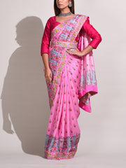 Pink Bemberg Highlighted Saree