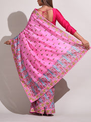 Pink Bemberg Highlighted Saree