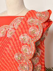 Orange Georgette Leheriya  Gotta Patti Saree