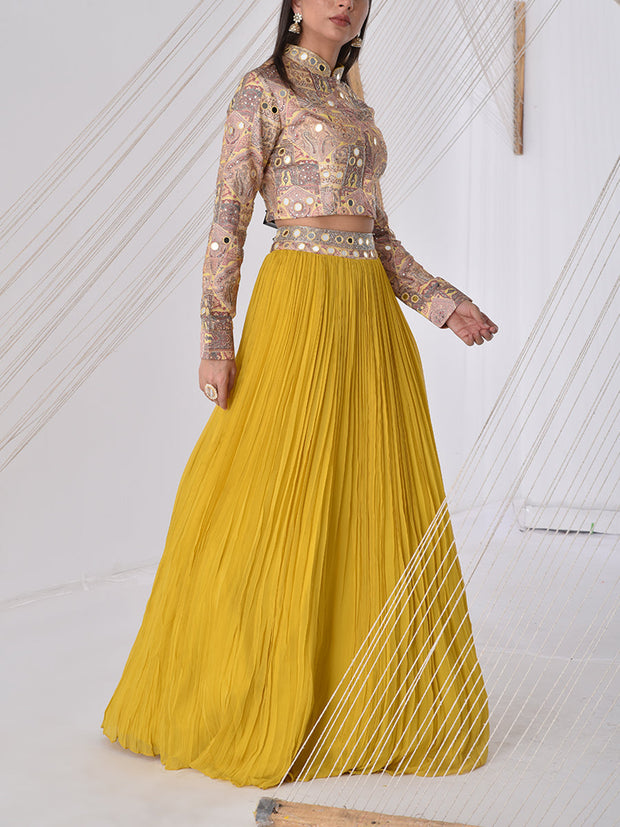 Yellow Georgette Skirt Set