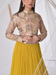 Yellow Georgette Skirt Set