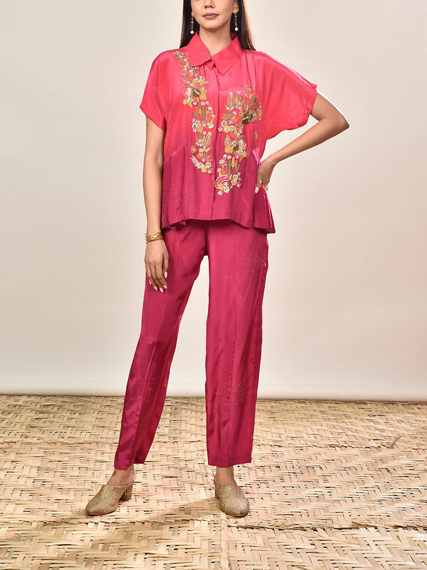 Pink Crepe Embroidered Co-ord Set