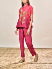 Pink Crepe Embroidered Co-ord Set