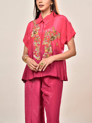 Pink Crepe Embroidered Co-ord Set