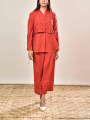 Red Cotton Co-ord Set