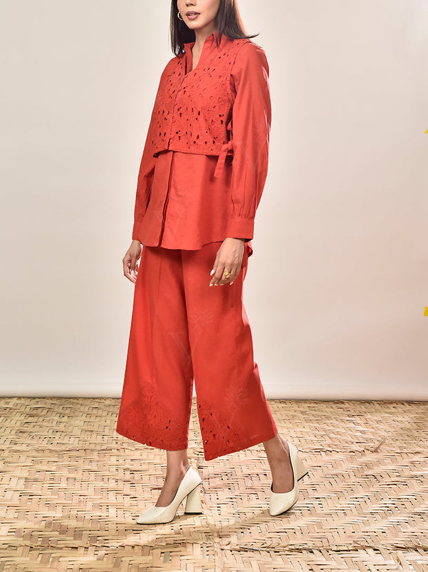 Red Cotton Co-ord Set