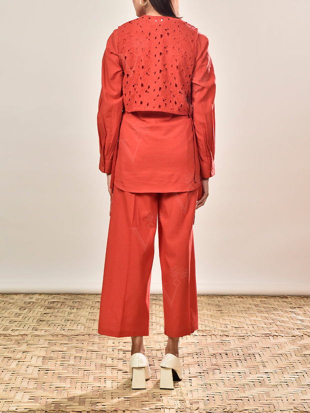 Red Cotton Co-ord Set