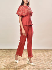 Maroon Cotton Co-ord Set