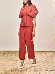 Maroon Cotton Co-ord Set