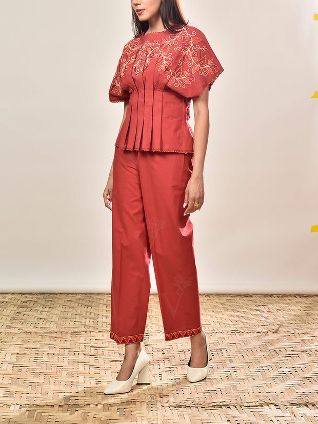 Maroon Cotton Co-ord Set