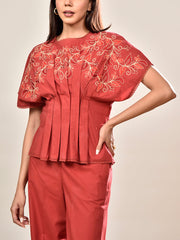 Maroon Cotton Co-ord Set