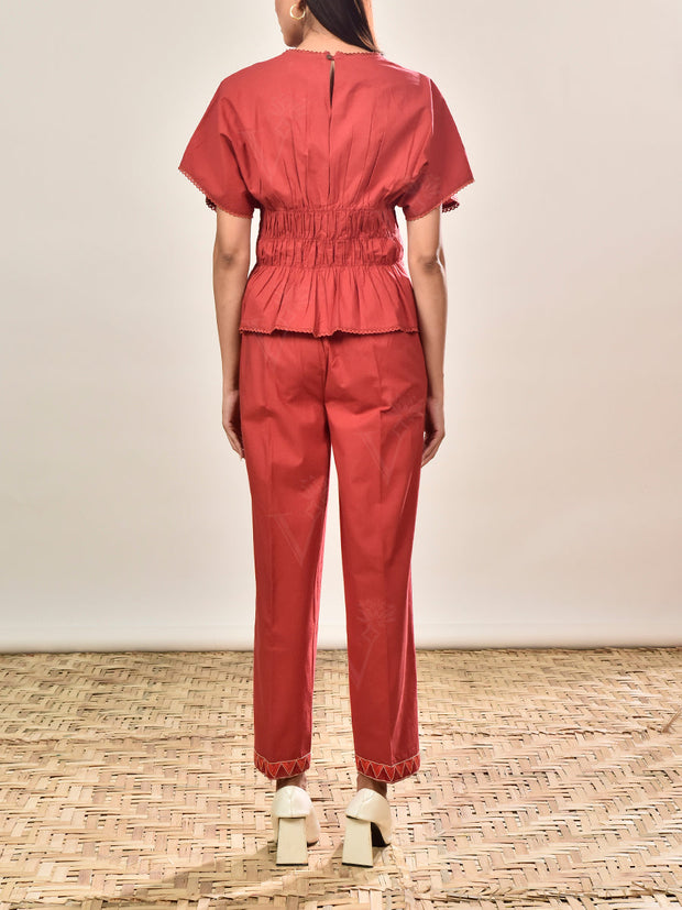 Maroon Cotton Co-ord Set