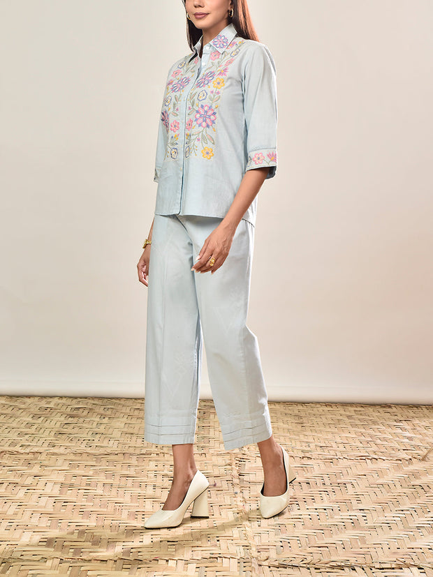 Powder Blue Cotton Co-ord Set