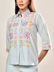 Powder Blue Cotton Co-ord Set