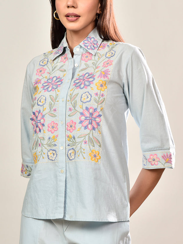 Powder Blue Cotton Co-ord Set