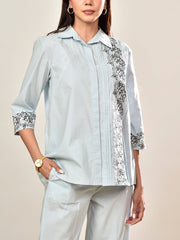 Powder Blue Cotton Co-ord Set