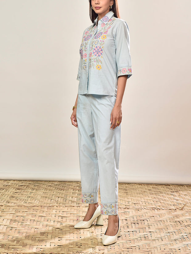 Powder Blue Cotton Co-ord Set