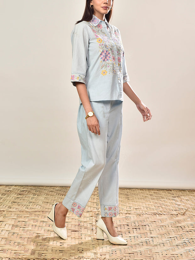Powder Blue Cotton Co-ord Set