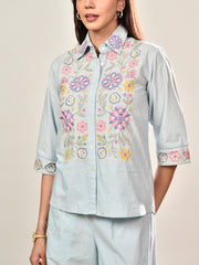 Powder Blue Cotton Co-ord Set