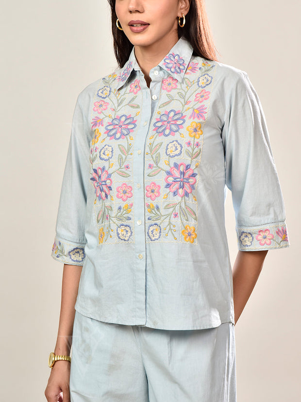 Powder Blue Cotton Co-ord Set