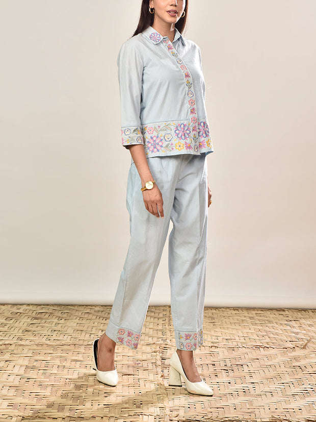 Powder Blue Cotton Co-ord Set