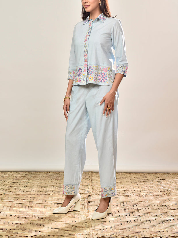 Powder Blue Cotton Co-ord Set