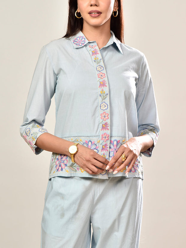 Powder Blue Cotton Co-ord Set