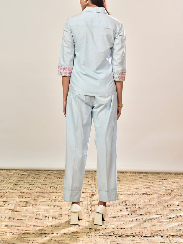 Powder Blue Cotton Co-ord Set