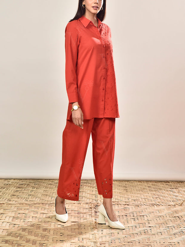 Red Cotton Co-ord Set
