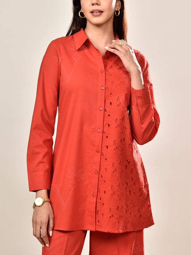Red Cotton Co-ord Set