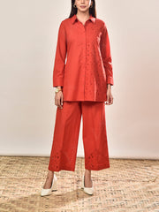 Red Cotton Co-ord Set