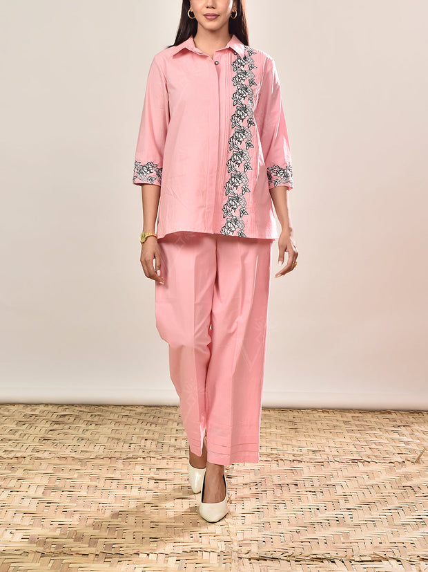 Powder Pink Cotton Co-ord Set